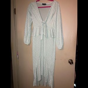 Mint and White Polla Dot Fishtail Dress
